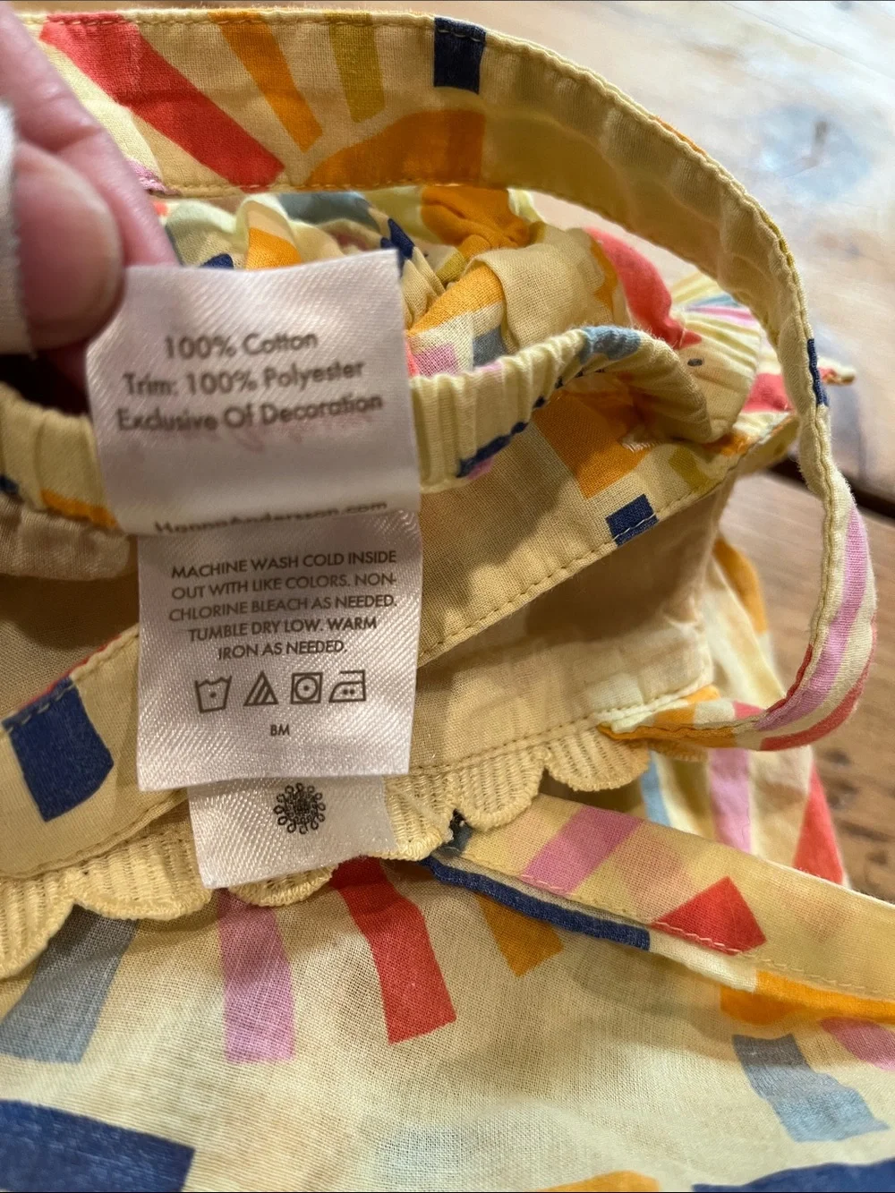HANNA ANDERSSON 120 Yellow Sun Print Sundress Circle Rick-Rack Trim
